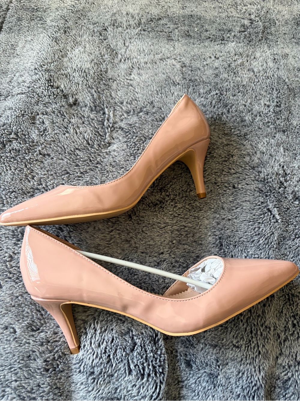 Celia Blush Patent Pointed-Toe Mid Heel Pumps